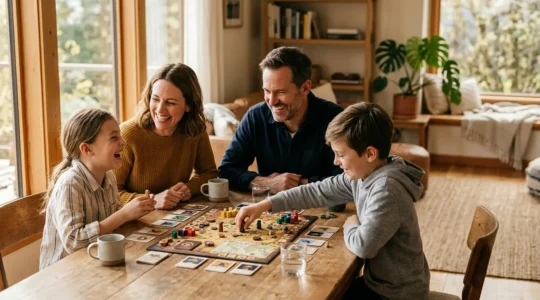 A warm family moment during a phone-free Sunday with genuine connection and engagement
