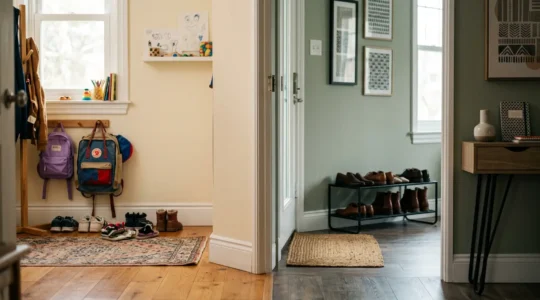 Blended family navigating household boundaries and step-parenting challenges in modern home setting