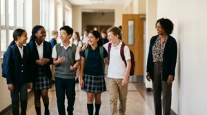 Supportive school environment where diverse students feel welcomed and included
