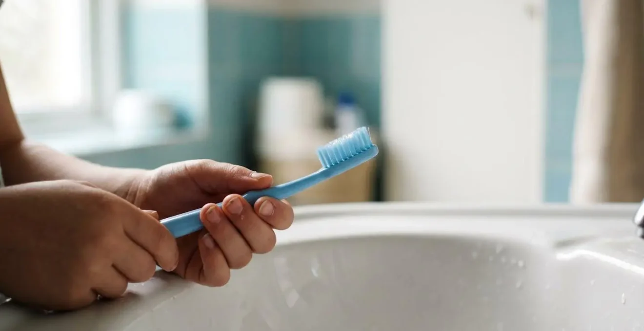 Young child and parent engaged in preventive dental care routine at home