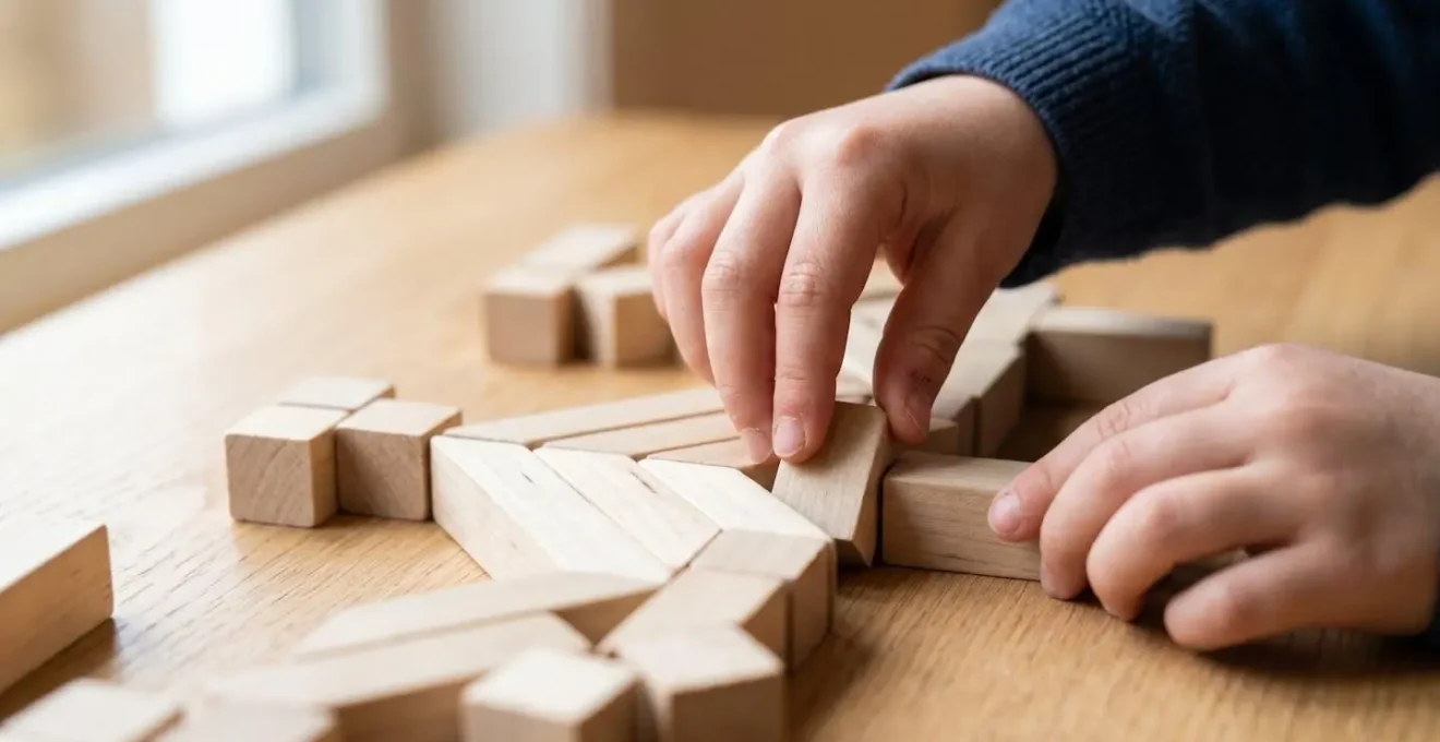 Child engaged in controlled play showing trauma processing through symbolic play