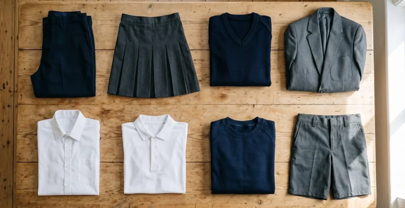 Diverse school uniform options displayed showing inclusive choices for all students