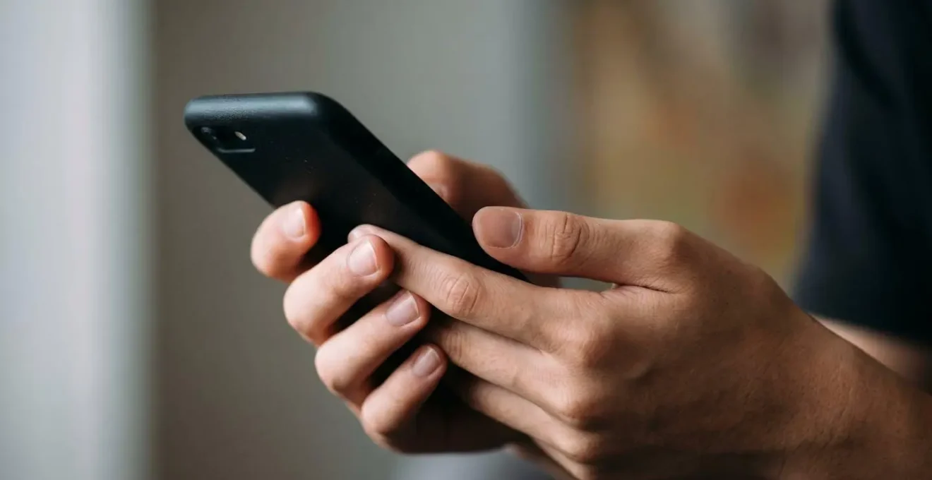 Close-up of adolescent hands holding a smartphone in a protective, contemplative gesture with natural lighting, representing digital safety empowerment without showing screen content