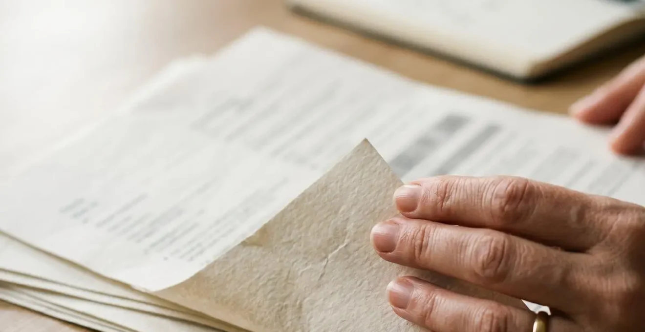 Close-up of hands reviewing health insurance policy documents highlighting exclusions section