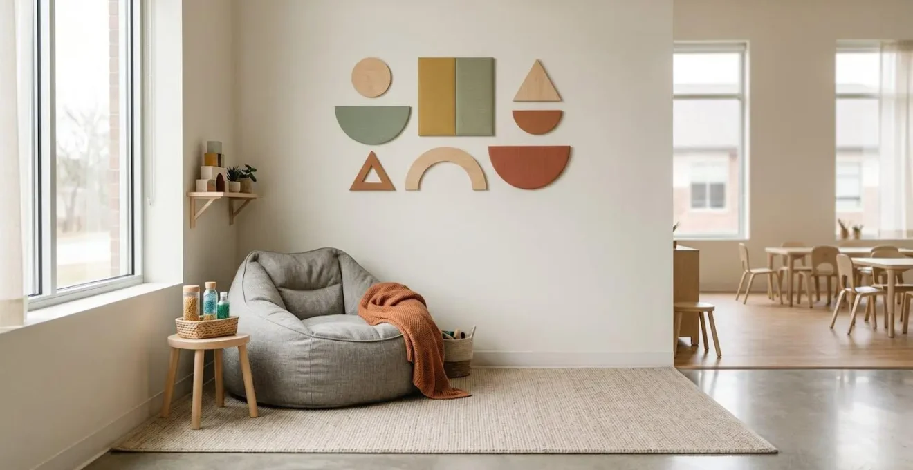 Calm educational environment showing therapeutic support structure